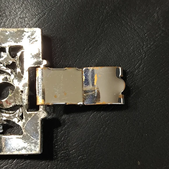 Women's Fashion Silver Tone Chunky Link Panel Bracelet 1960s‎ Style - Picture 7 of 8